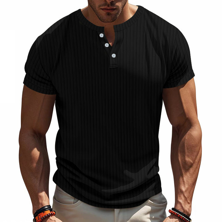 Herren Kurzarm-Henley-T-Shirt mit strukturiertem Design Aliams