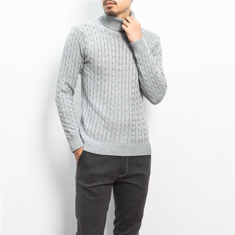 Herren komfortabler Rollkragenpullover mit Zopfmuster Aliams