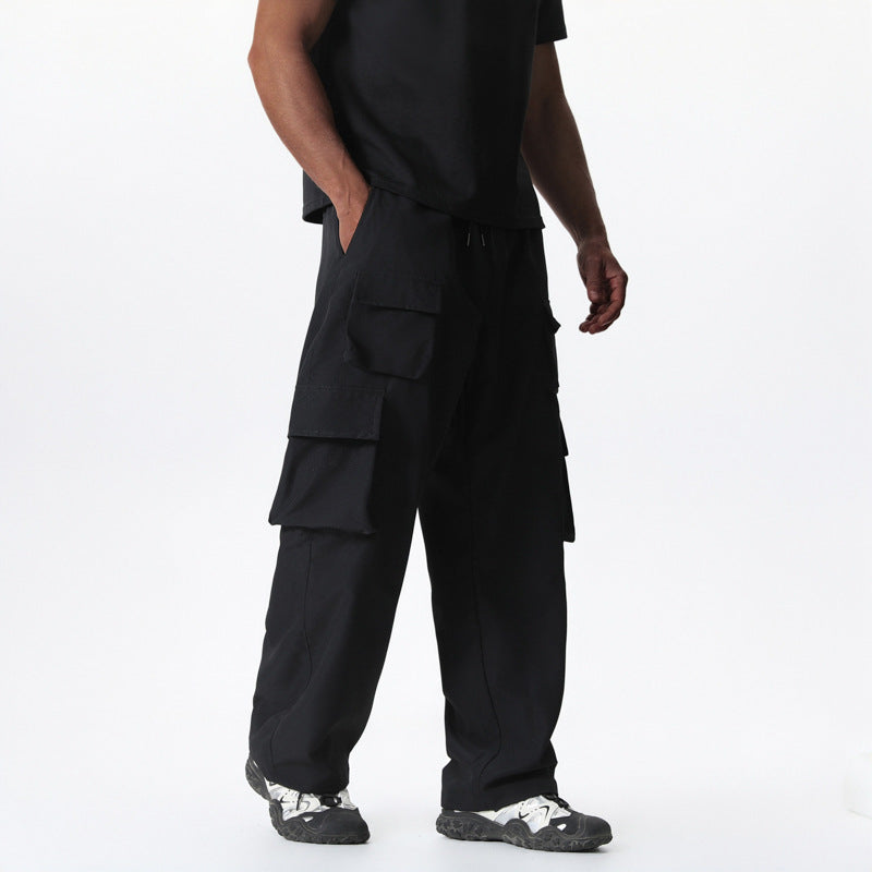 Herren Cargo-Hose mit vielseitigen Taschen und elastischem Bund Hedi-Mode