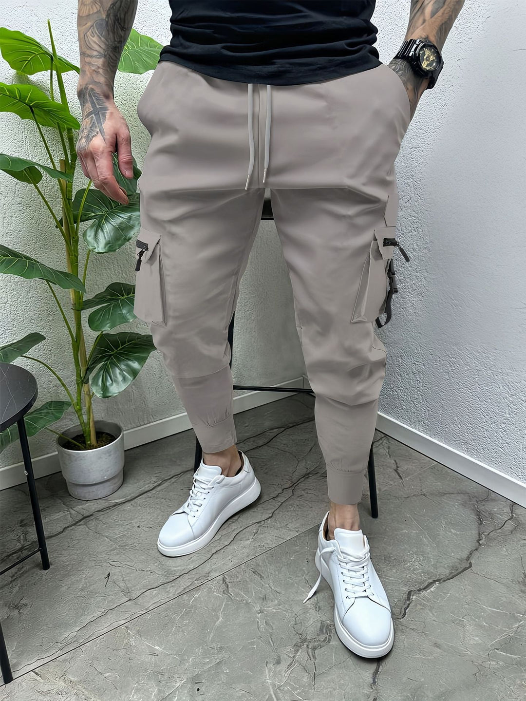 Herren Cargo-Jogginghose mit multifunktionalen Taschen und elastischem Bund Aliams
