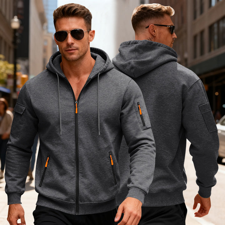 Herren funktionale Kapuzenjacke mit innovativem Reißverschluss Aliams