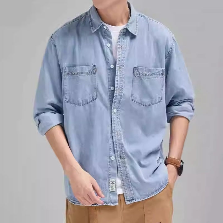 Herren Denim-Hemdjacke mit praktischen Brusttaschen Aliams