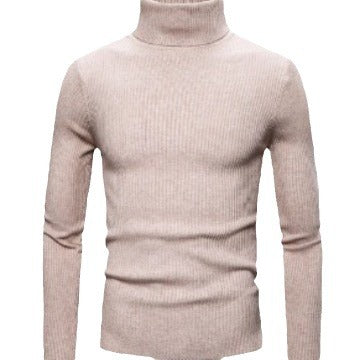 Herren Ripp-Strickpullover mit hohem Kragen und körpernahem Schnitt Aliams