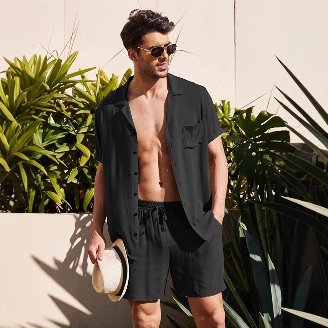 Herren Kurzarm-Hemd und Shorts Set Aliams