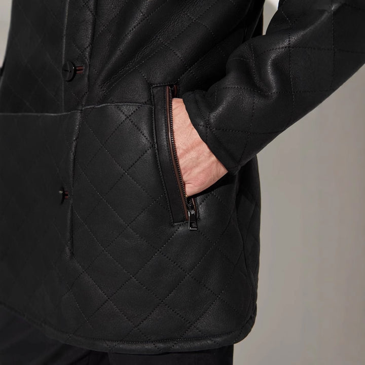 Herren Steppjacke mit luxuriösem Kunstfellkragen Aliams