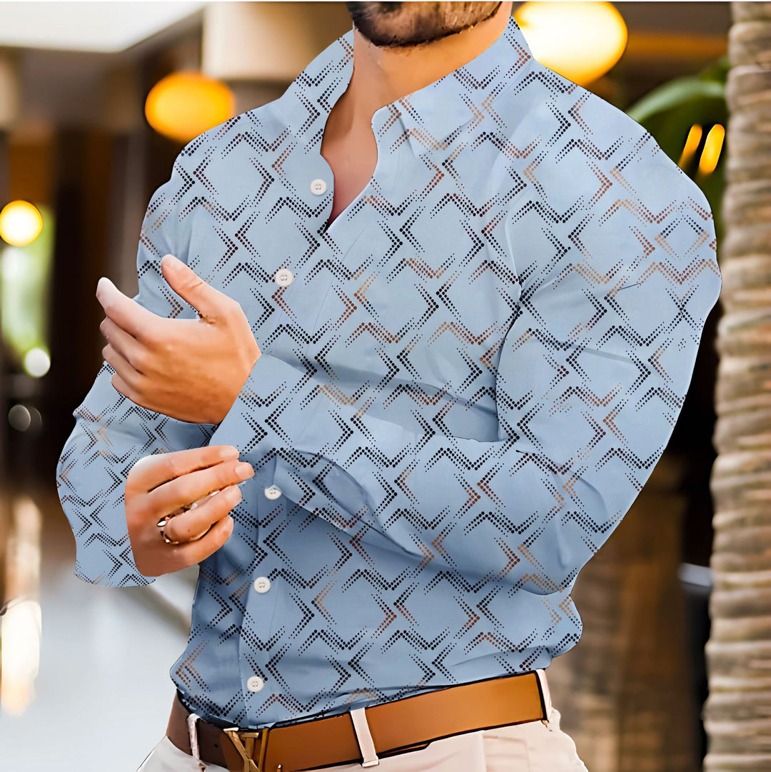 Herren Elegantes Langarm-Hemd mit strukturiertem Muster Aliams