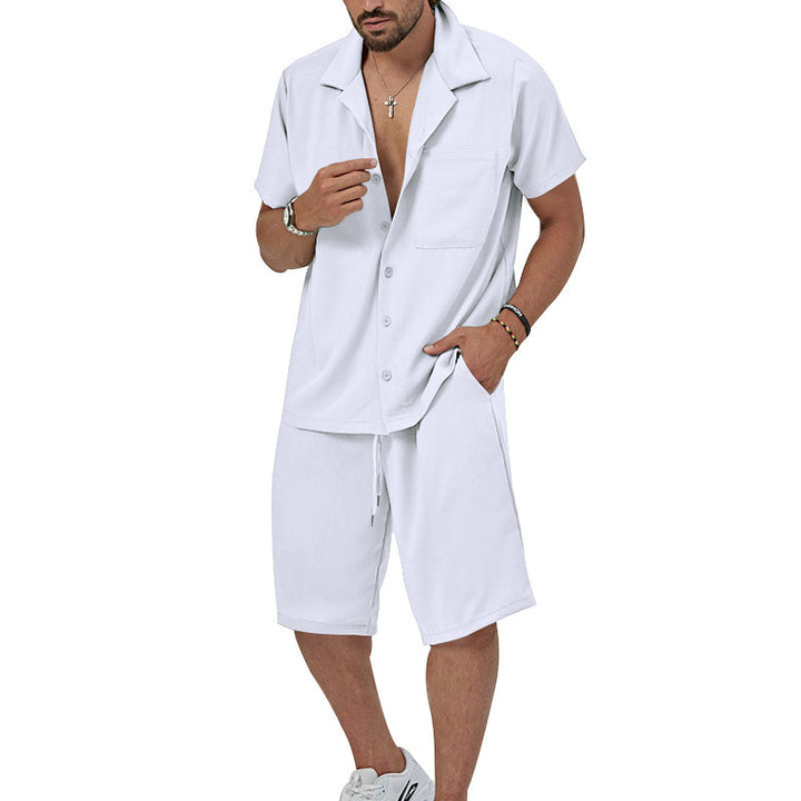 Herren Sommerliches Freizeit-Set mit Kurzarmhemd und lässigen Shorts Aliams
