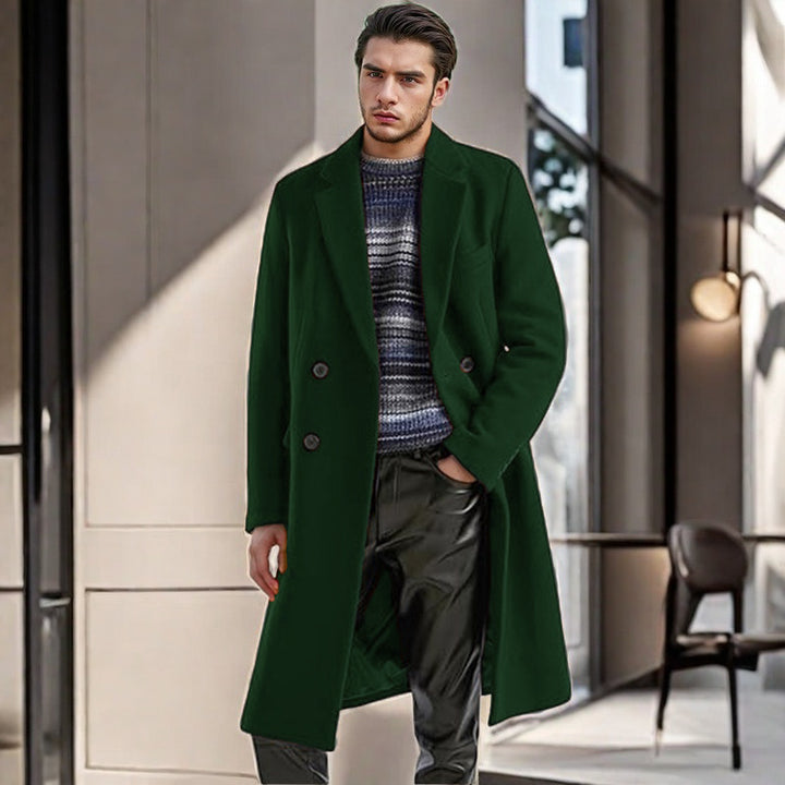 Herren eleganter Doppelreihiger Wollmantel Aliams