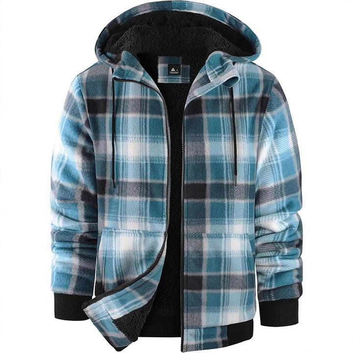 Herren Fleecejacke mit modernem Karomuster und kuscheligem Innenfutter Aliams