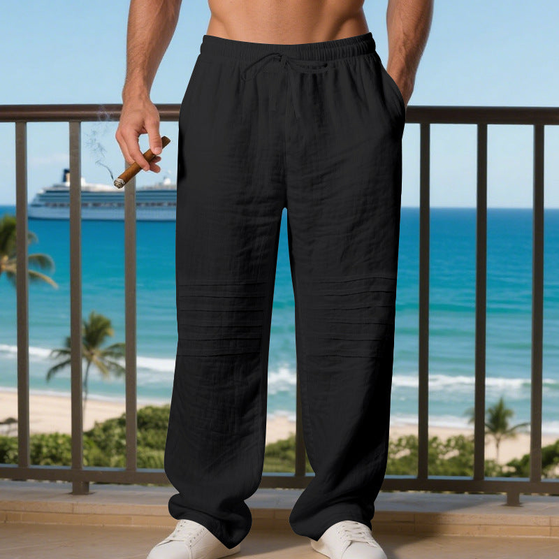 Herren entspannte Strandhose mit elastischem Bund und praktischen Seitentaschen Aliams