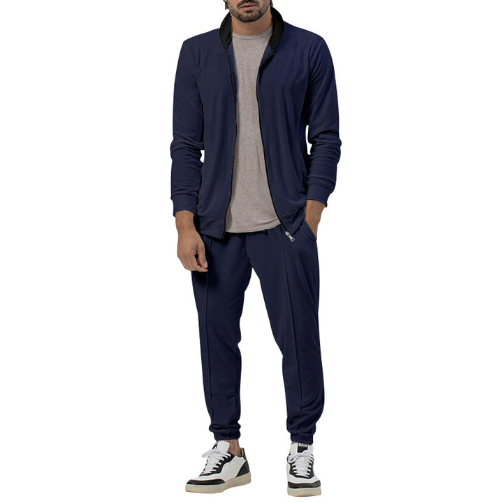 Herren Atmungsaktive Zip-Jacke mit hohem Kragen und seitlichen Taschen Aliams