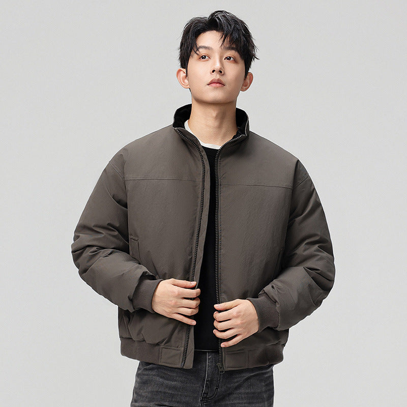 Herren stylische Bomberjacke mit hohem Kragen und seitlichen Taschen Aliams