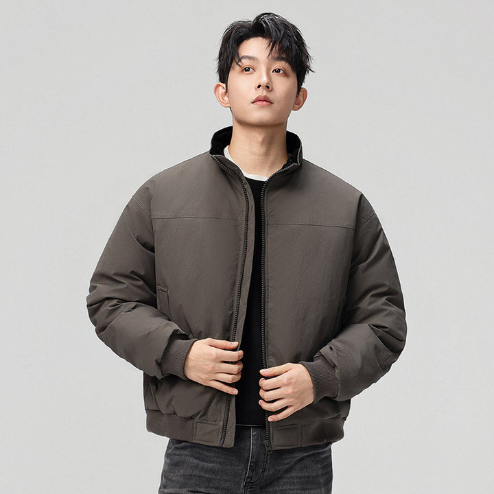 Herren stylische Bomberjacke mit hohem Kragen und seitlichen Taschen Aliams