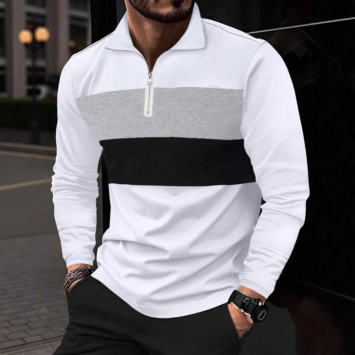 Herren Zip-Pullover mit modischem Farbschnitt und komfortablem Style Aliams