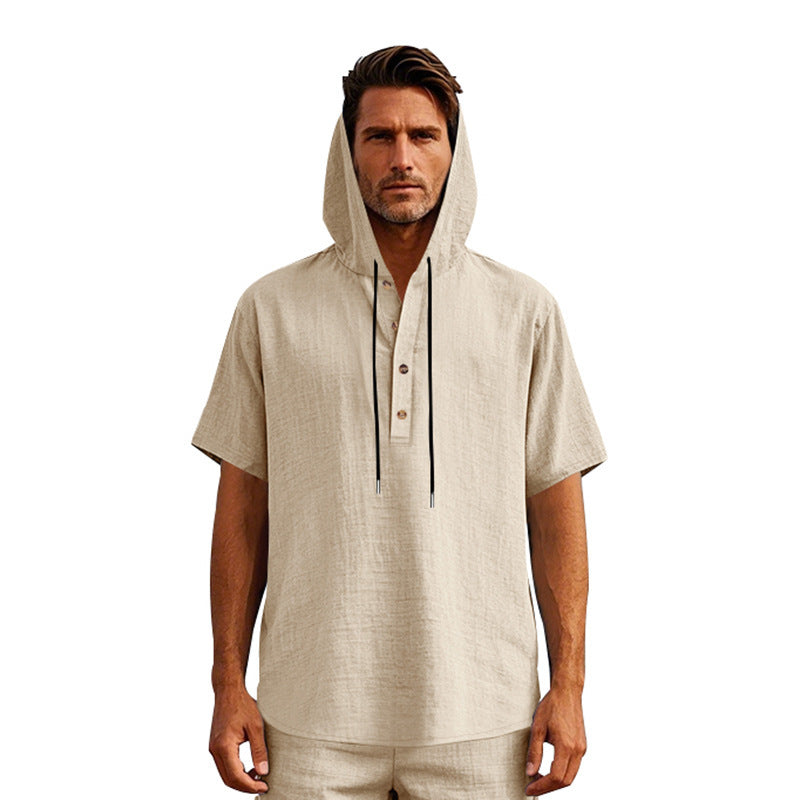 Herren Urbaner Kapuzenshirt mit Knopfleiste und atmungsaktivem Stoff Aliams