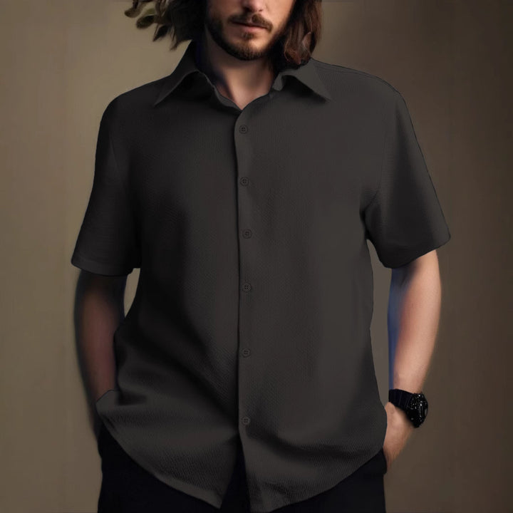 Herren Kurzarm-Hemd mit strukturiertem Gewebe und modernen Details Aliams