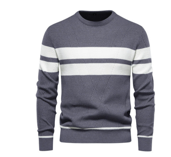 Herren Strickpullover mit modernem Strukturdesign und klassischen Streifen Aliams