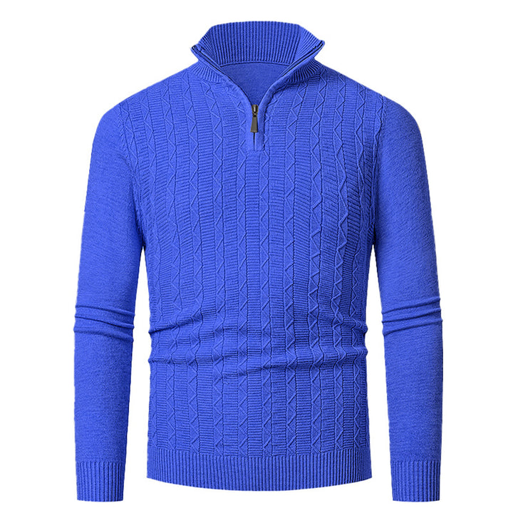Herren Strickpullover mit hohem Kragen und feinem Zopfdesign Aliams