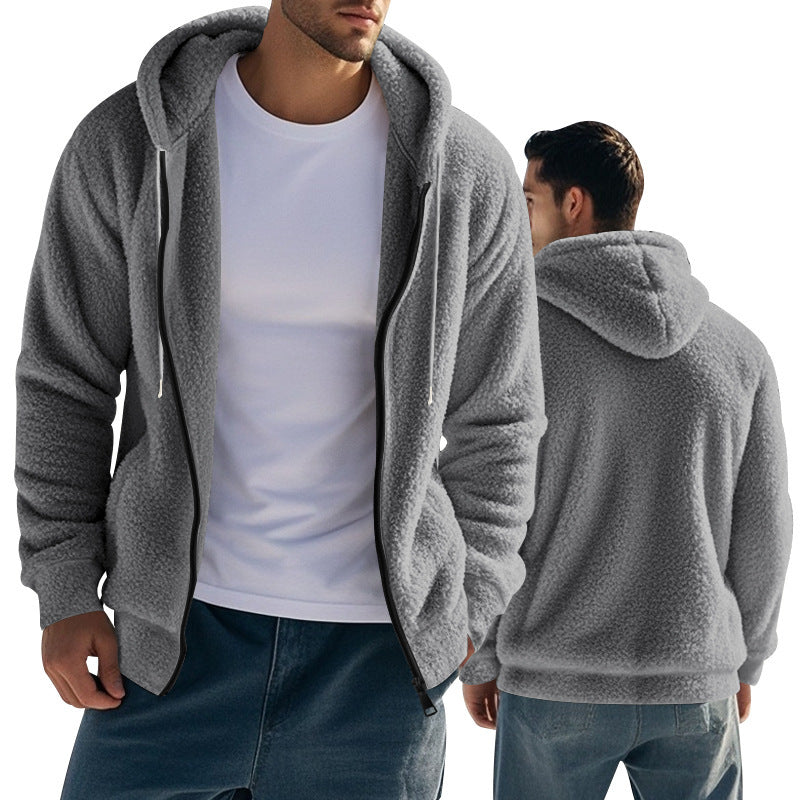 Herren Fleece Hoodie mit Kängurutasche und praktischem Reißverschluss Aliams