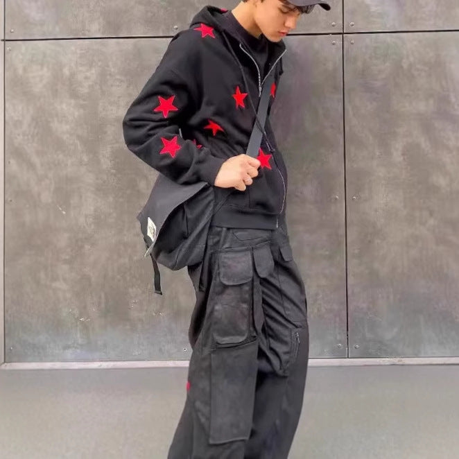 Herren Kapuzenpullover mit auffälligem Sternenmuster Aliams