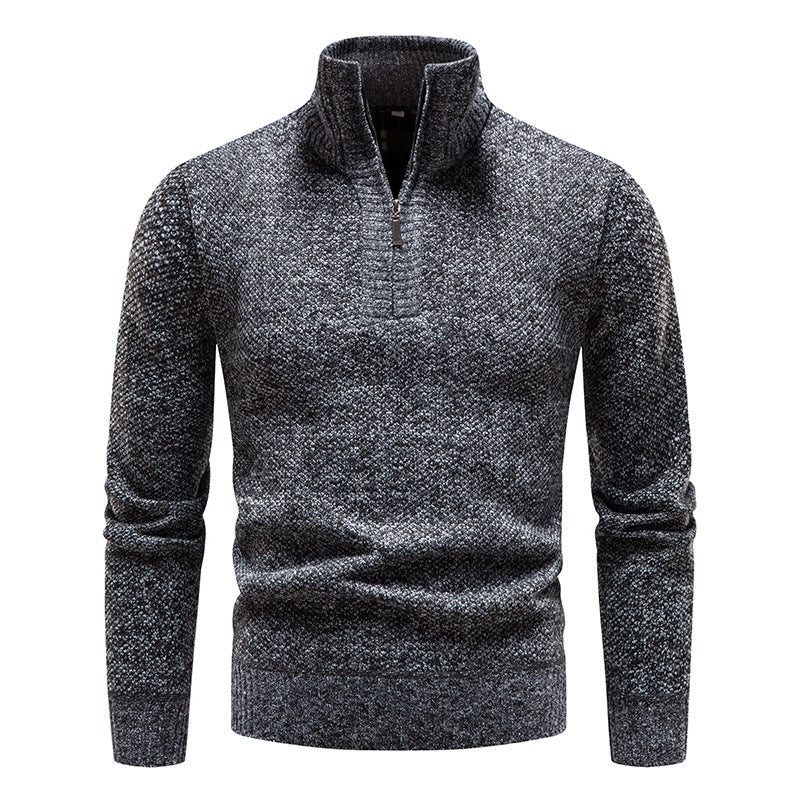 Herren eleganter Strickpullover mit modernem Stehkragen und Reißverschluss Aliams