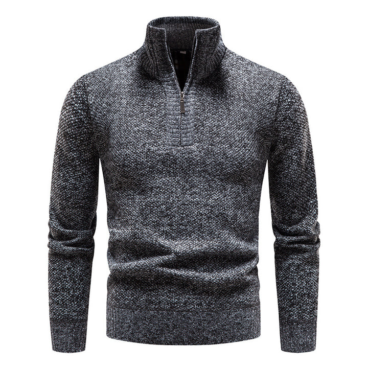 Herren eleganter Strickpullover mit modernem Stehkragen und Reißverschluss Aliams