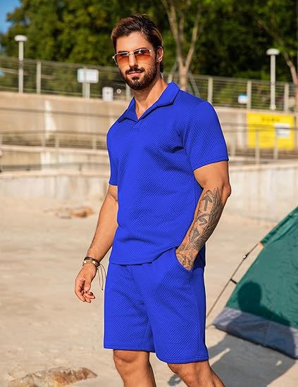 Herren Freizeitset mit passendem Kurzarmhemd und Shorts Aliams