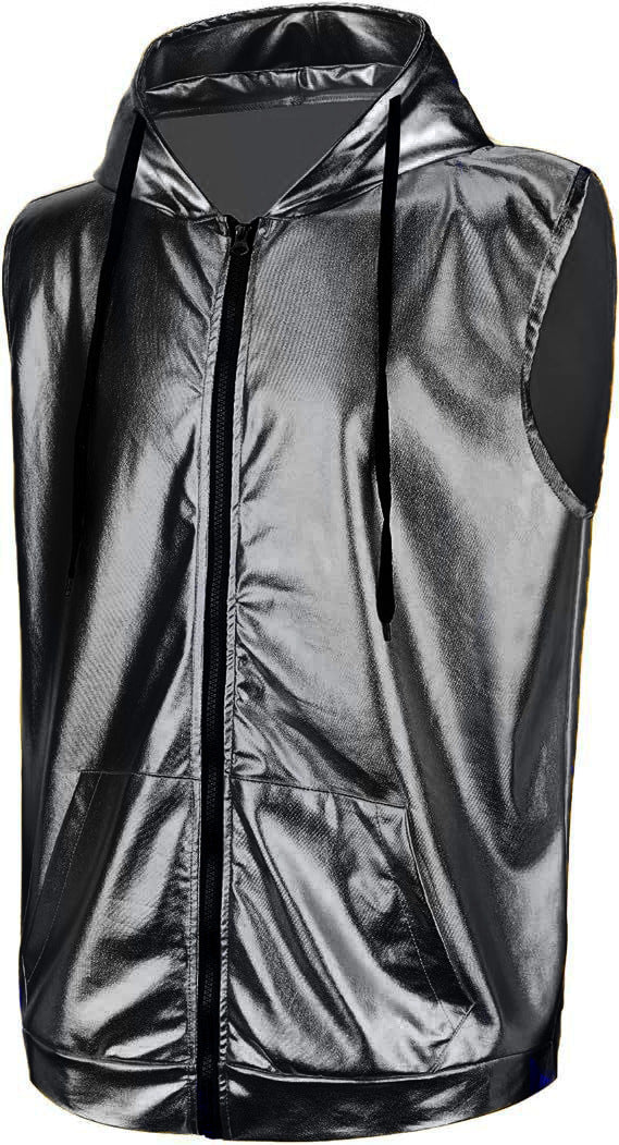 Herren Kapuzenweste mit glänzendem Obermaterial und praktischen Taschen Aliams