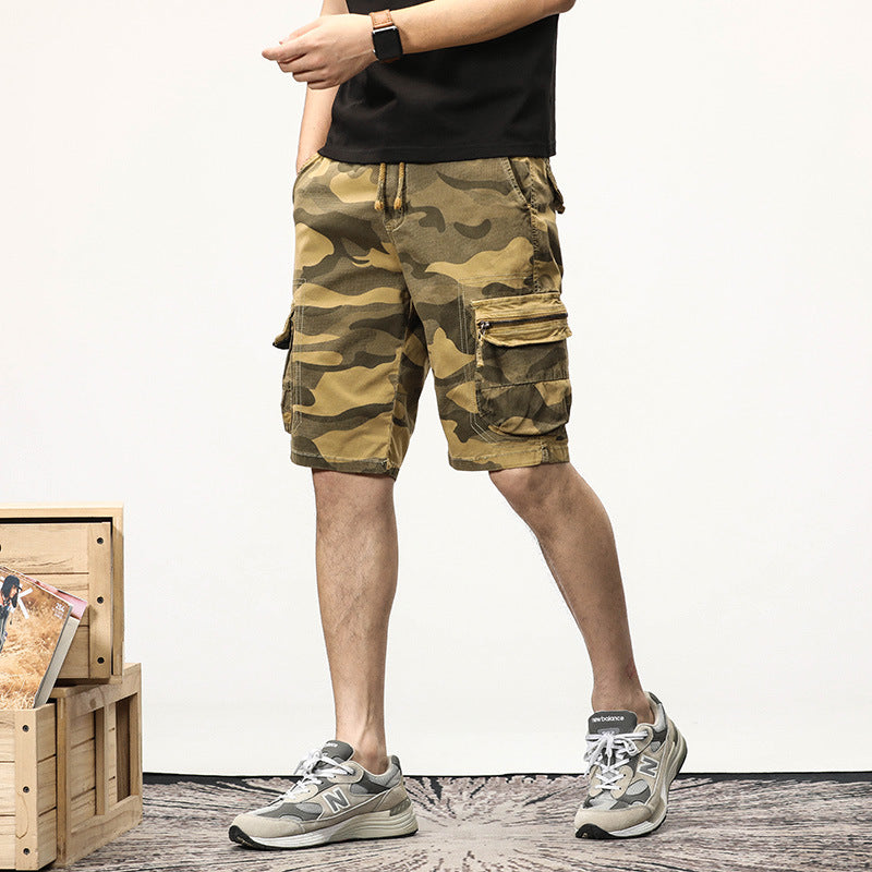 Herren Cargoshorts im lässigen Camouflage-Stil mit verschiedenen Taschen und verstellbarem Bund Aliams