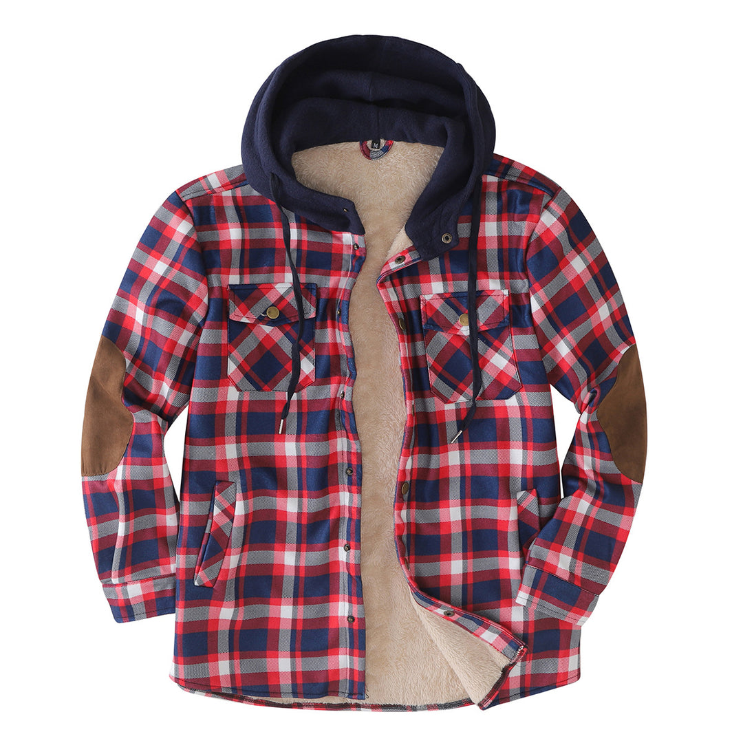 Herren wattierte Flanelljacke mit abnehmbarem Kapuzenfutter Aliams