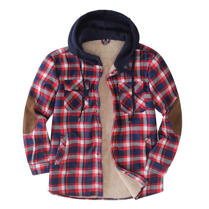 Herren wattierte Flanelljacke mit abnehmbarem Kapuzenfutter Aliams