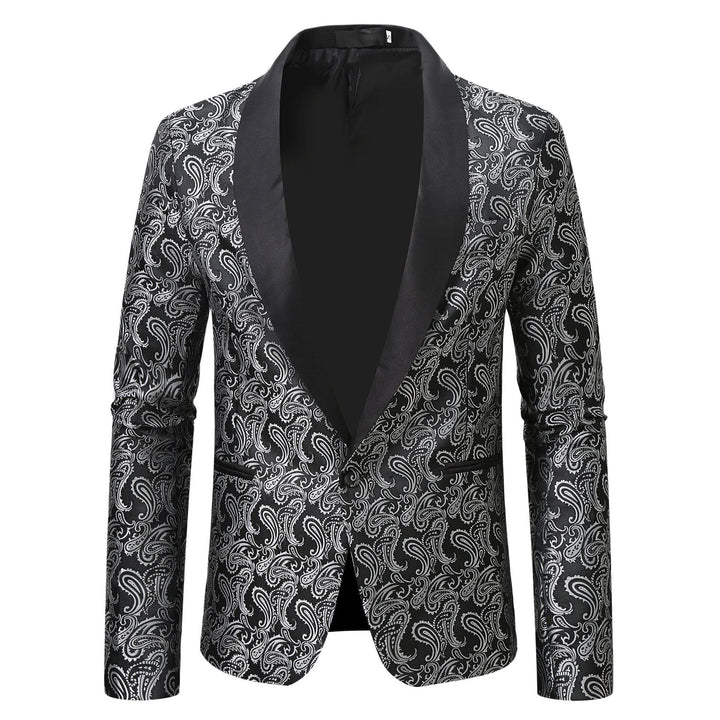 Herren eleganter Smoking-Blazer mit Paisleymuster und satinierter Verfeinerung Aliams