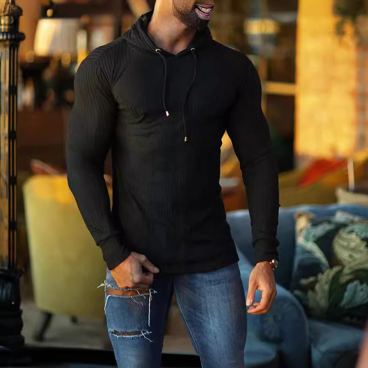 Herren Sportlicher Langarm-Hoodie aus strukturiertem Baumwollmix Aliams