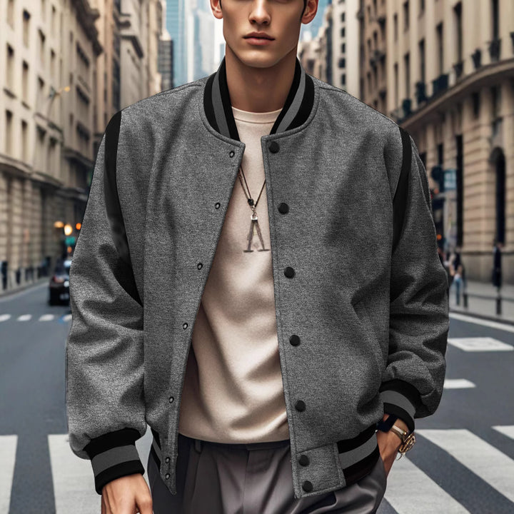 Herren Sportliche Collegejacke mit kontrastrierenden Ärmeln und Knopfdetails Aliams