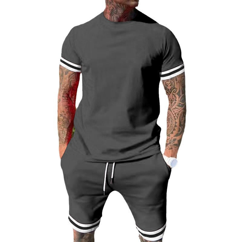 Herren Sportliches Kurzarm-Set mit kontrastierenden Streifen Aliams