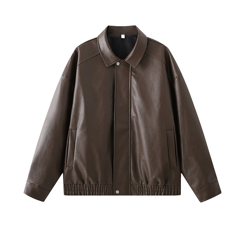 Herren elegante Kunstlederjacke mit elastischem Bund Aliams