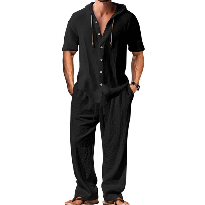 Herren Freizeitanzug mit kurzärmliger Kapuze und entspannter Passform Aliams