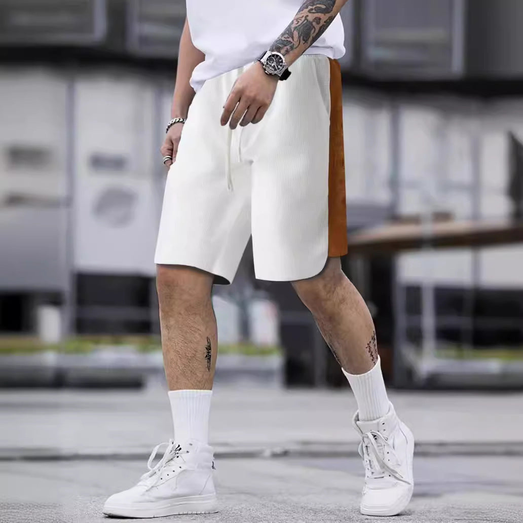 Herren stylische Freizeithose mit atmungsaktiver Struktur und seitlichen Kontraststreifen Aliams