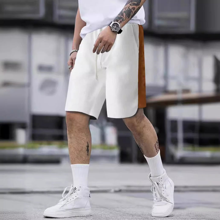 Herren stylische Freizeithose mit atmungsaktiver Struktur und seitlichen Kontraststreifen Aliams