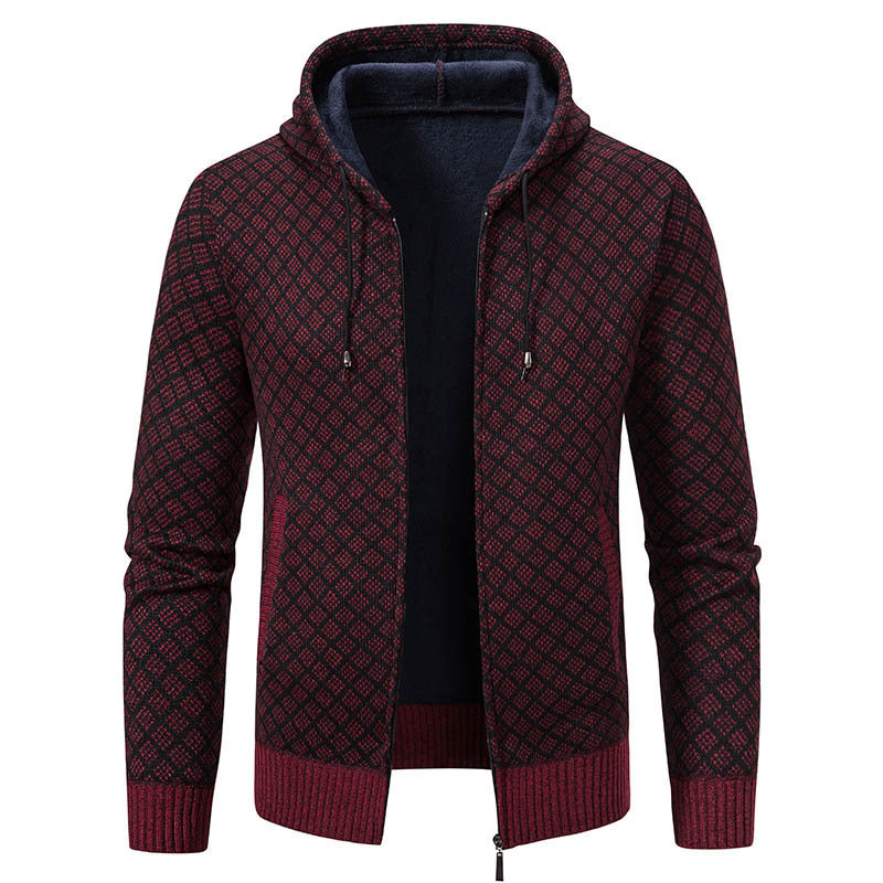 Herren stylische Jacke mit modernem Wabenmuster und Kapuze Aliams
