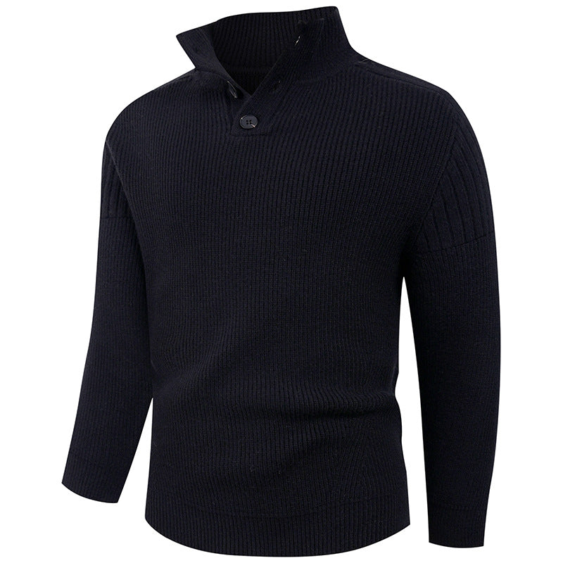 Herren Strickpullover mit hohem Kragen und Knopfdetails Aliams