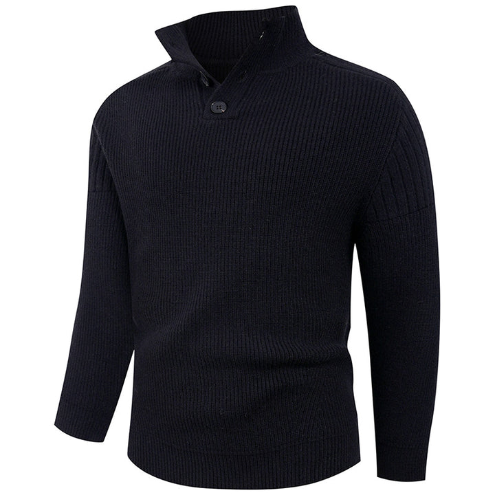 Herren Strickpullover mit hohem Kragen und Knopfdetails Aliams