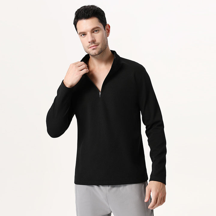 Herren Langarm Funktionsshirt mit kurzer Reißverschlussöffnung Aliams