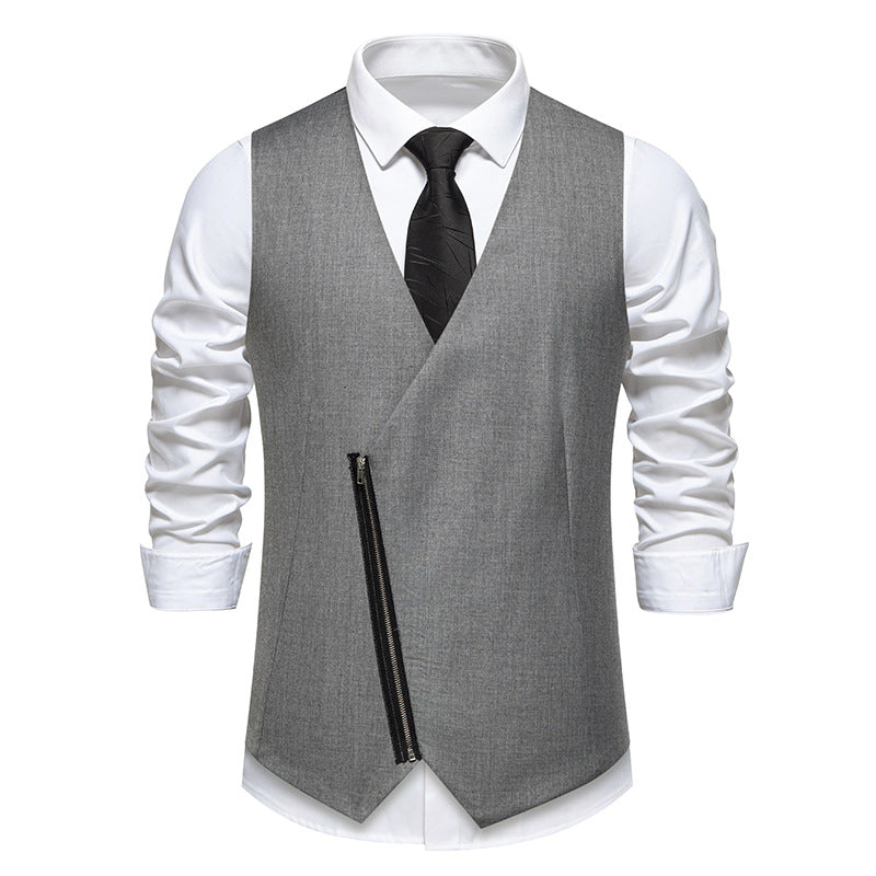 Herren Weste mit asymmetrischem Zipper-Design und modernem Schnitt Aliams
