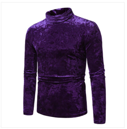 Herren eleganter Rollkragenpullover aus luxuriösem Samtstoff Aliams