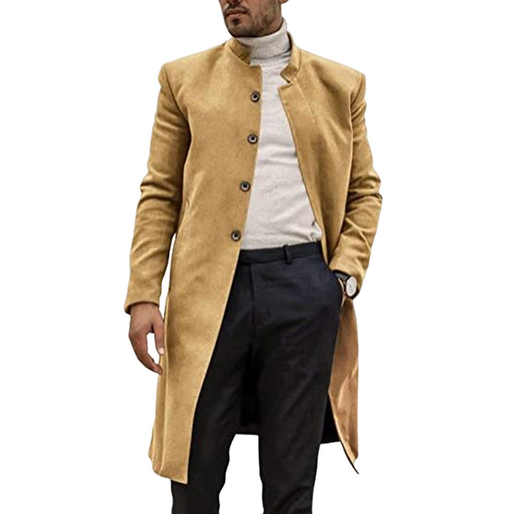 Herren stilvoller, moderner Wollmantel mit durchgehender Knopfreihe Aliams