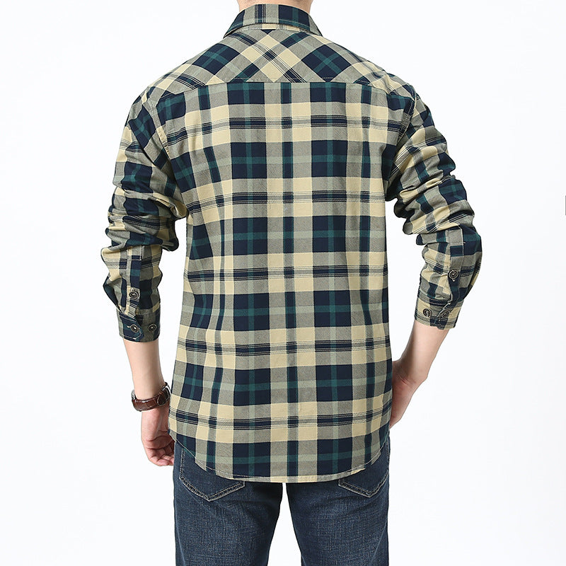 Herren kariertes Hemd mit praktischen Brusttaschen Aliams