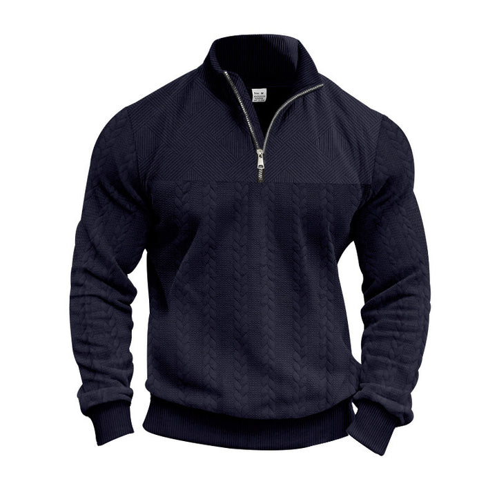 Herren Grobstrickpullover mit halbem Reißverschluss und strukturiertem Design Aliams