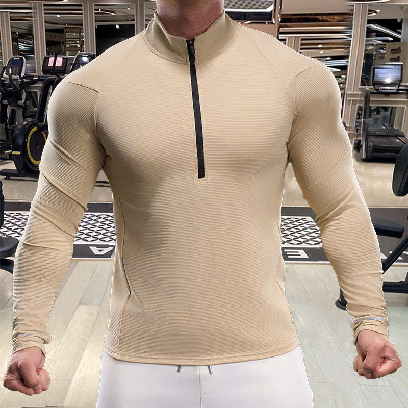 Herren Hochwertiges Funktionsoberteil mit Stehkragen und kurzem Reißverschluss Aliams