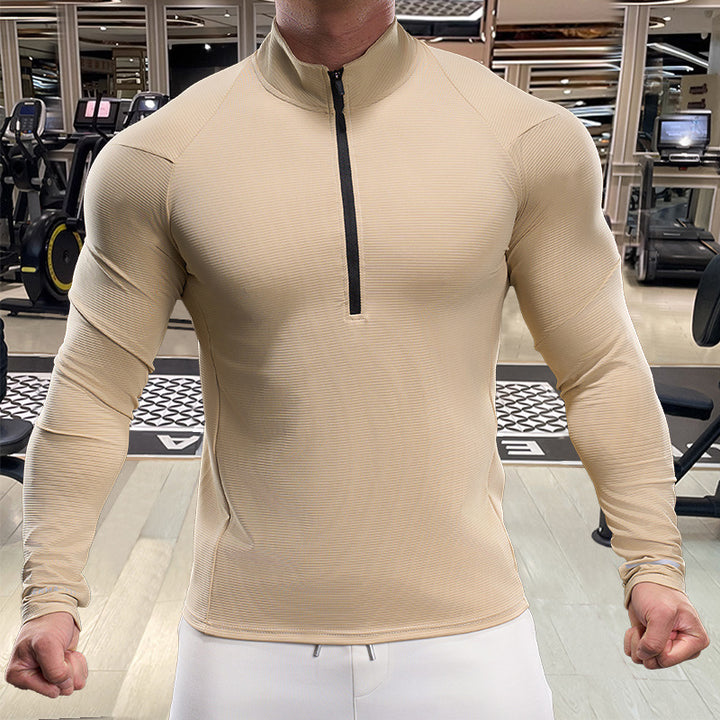 Herren Hochwertiges Funktionsoberteil mit Stehkragen und kurzem Reißverschluss Aliams